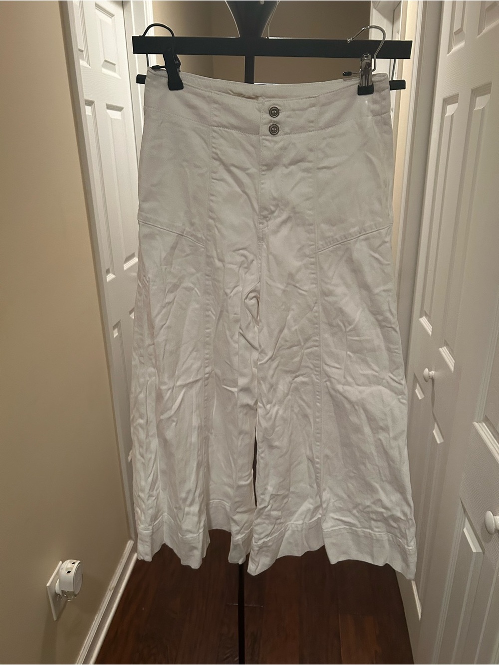 Anthropology White Wide-Leg denim Pants